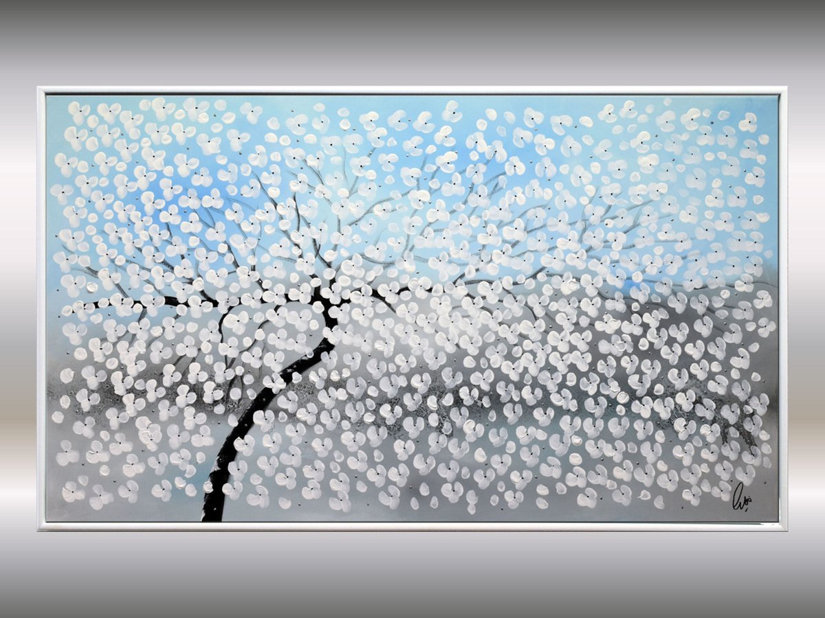 Dream - acrylic abstract painting cherry blossoms nature painting , stretched canvas wal... by Edelgard Schroer