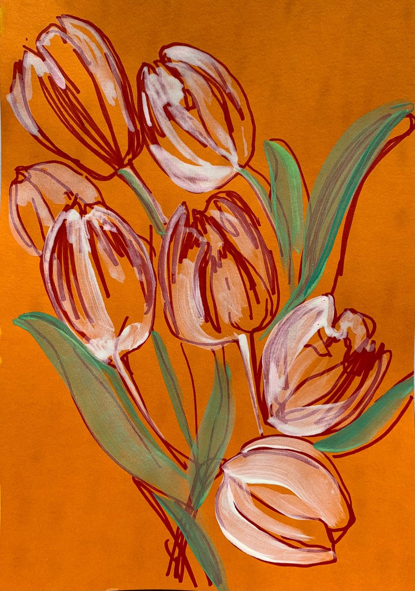 Tulips By Olga Pascari, 9 X 13, Artwork For Sale On Artfinder