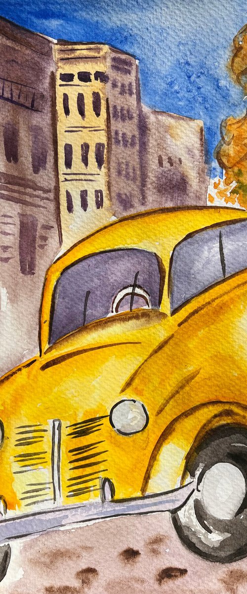 Yellow Car by Halyna Kirichenko