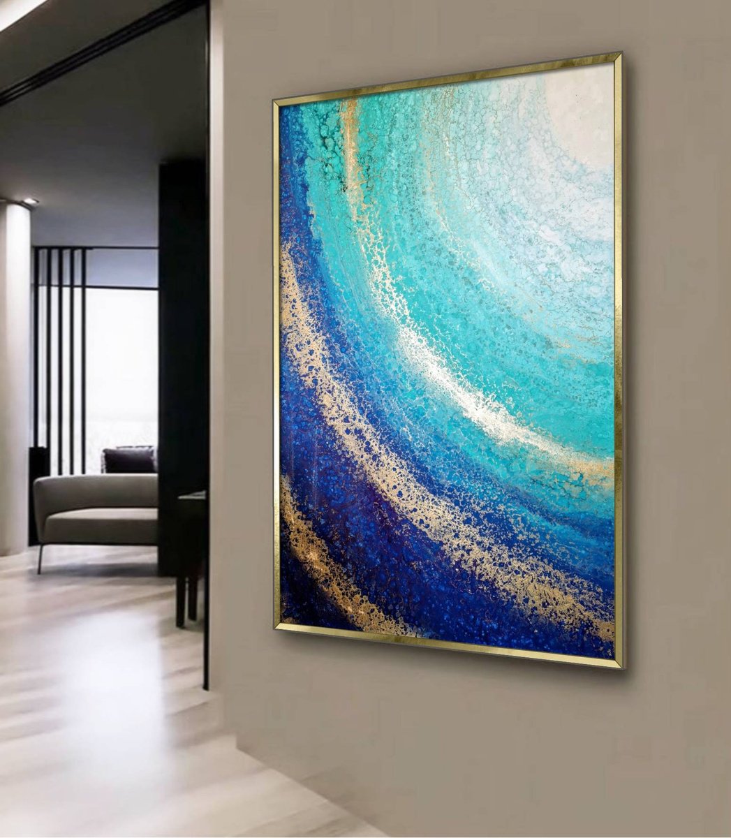 Organic Abstract Acrylic Painting By Eleni Denart, 39 X 59, Clarity, Original Artwork