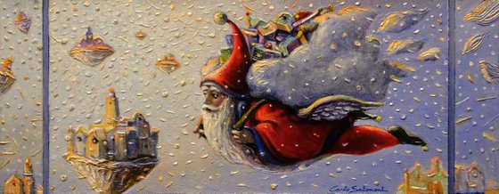 HERE COMES SANTA CLAUS - (framed 3D effect - triptych )