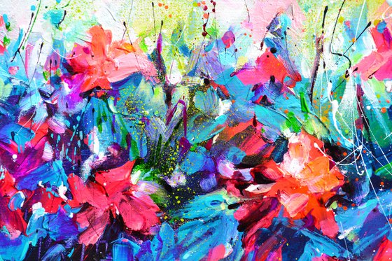 Red Wild Poppies Field at Dusk