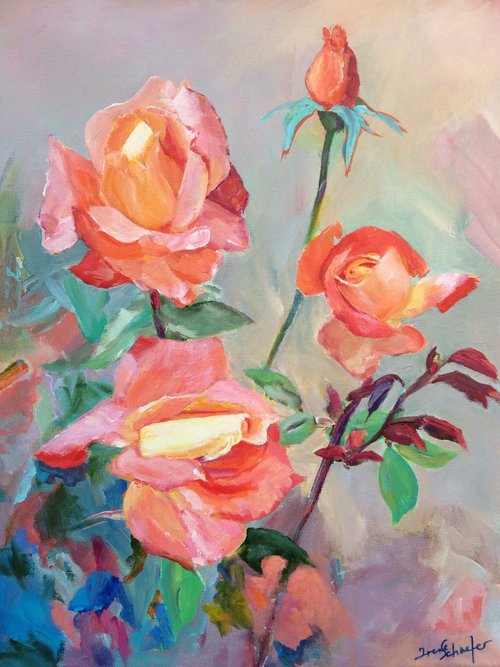 Orange roses by Irene Schaefer