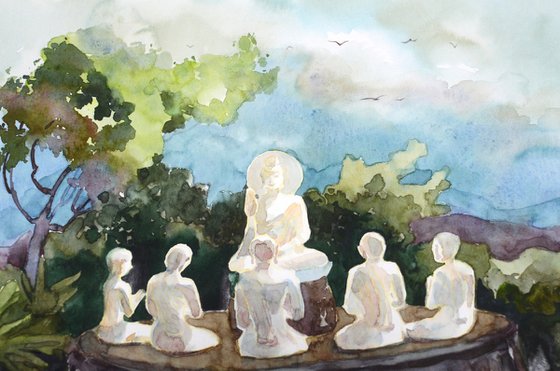 Statue of Buddha and disciples