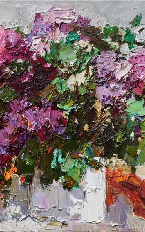 Lilacs - impasto painting by Anastasiia Valiulina