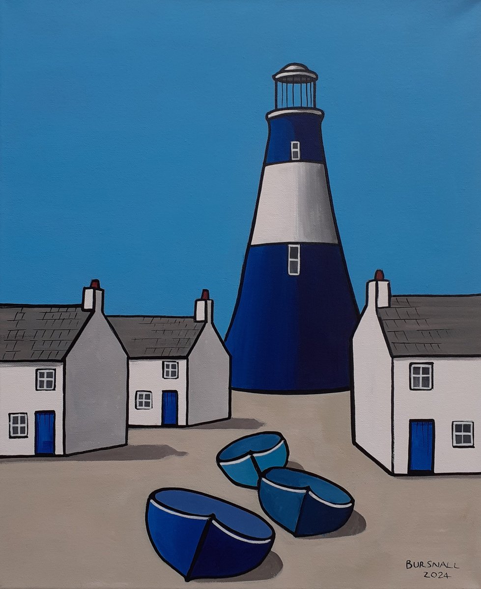 Naive Landscape Acrylic Painting By Paul Bursnall, 18 X 22", Luminaire, Original Artwork