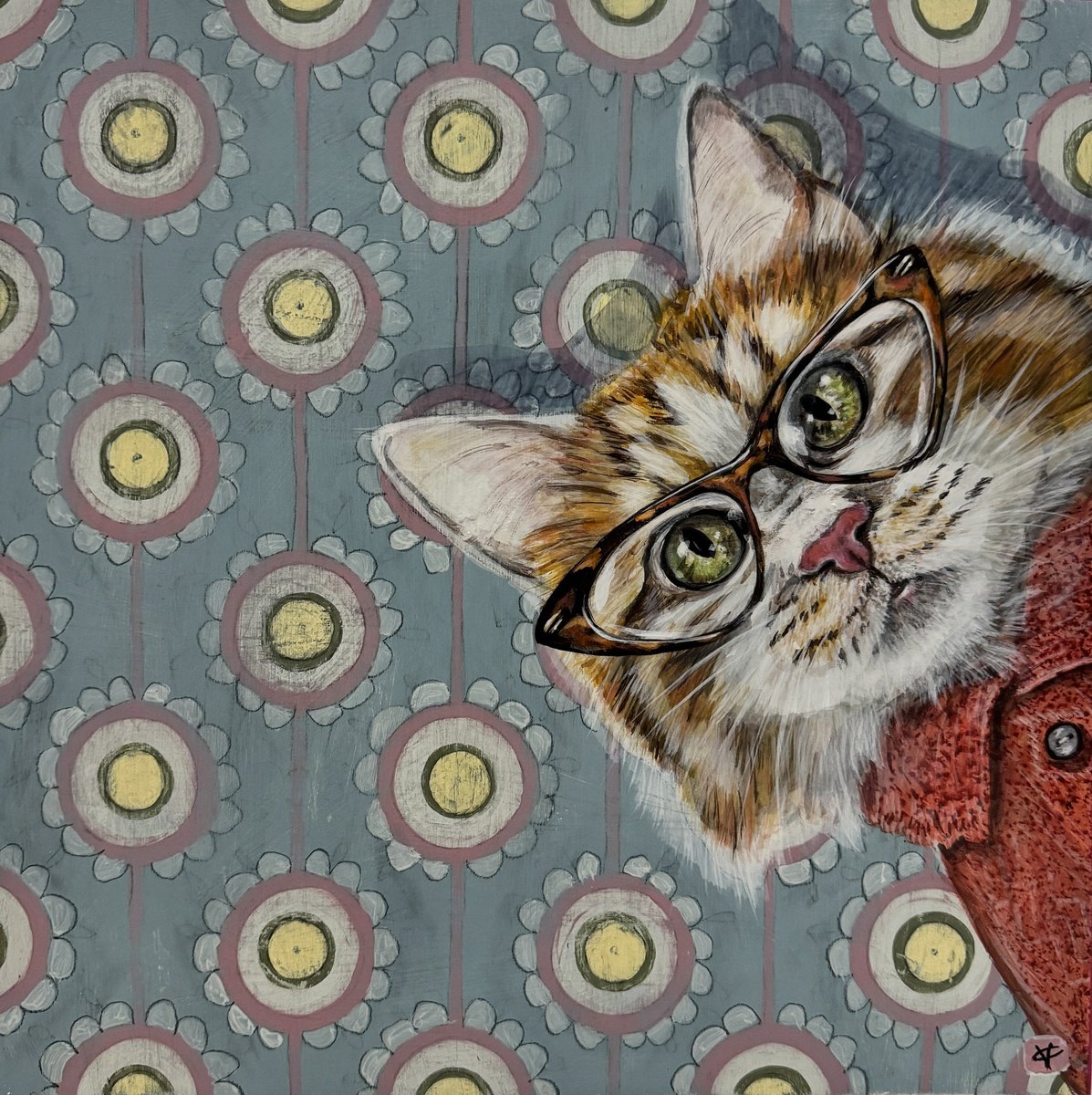 Surrealistic Painting , At Home With Maud By Victoria Coleman, 12 X 12, Artwork For Sale On Artfinder
