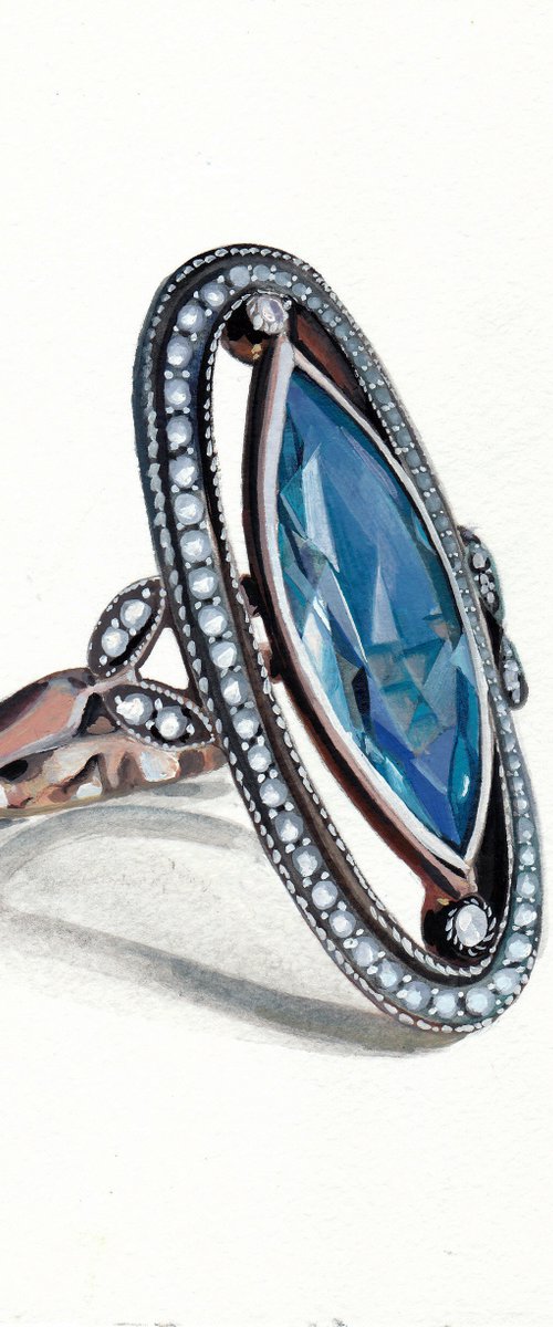 Topaz Art-Deco style ring by Anastasia Terskih