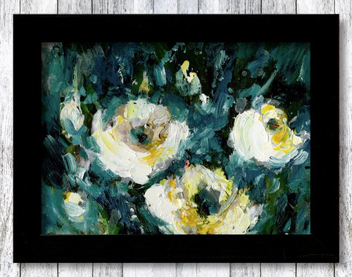 Tranquility Blooms 45 - Framed Highly Textured Floral Painting by Kathy Morton Stanion by Kathy Morton Stanion