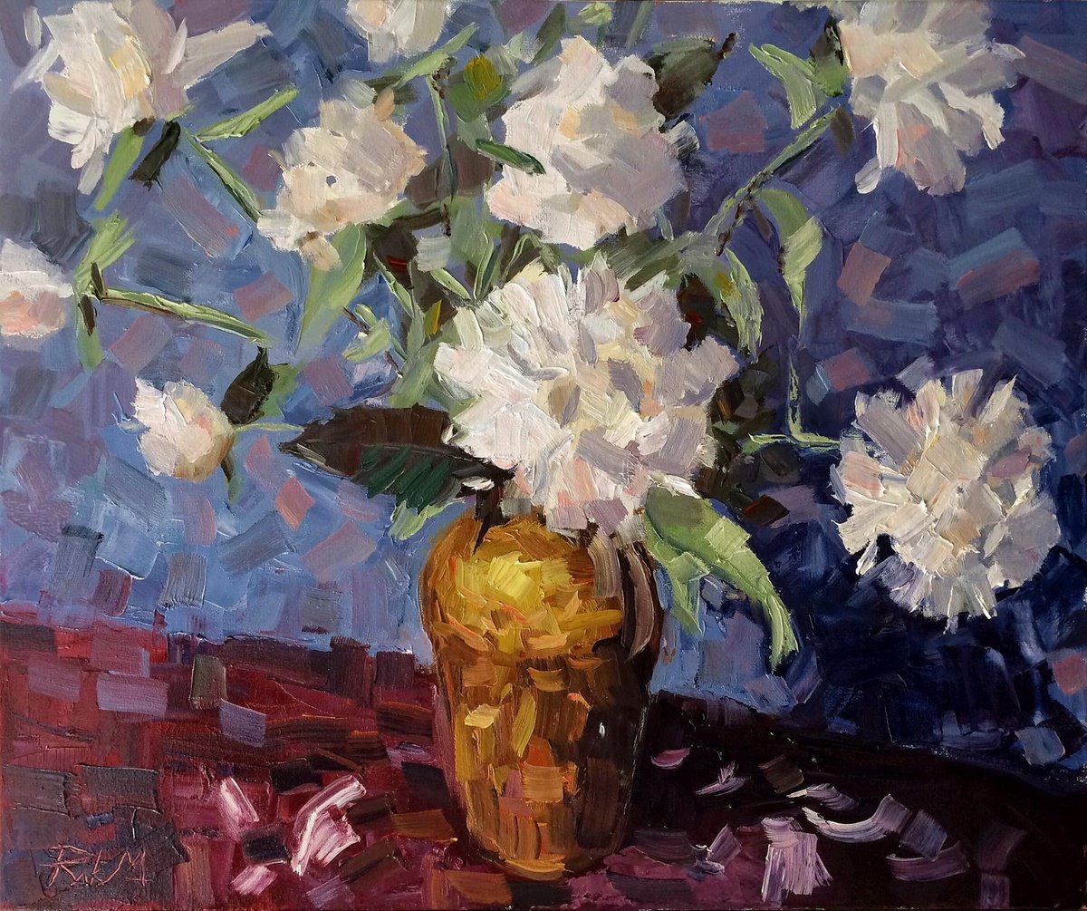 Bouquet in a golden vase by Michael Rak