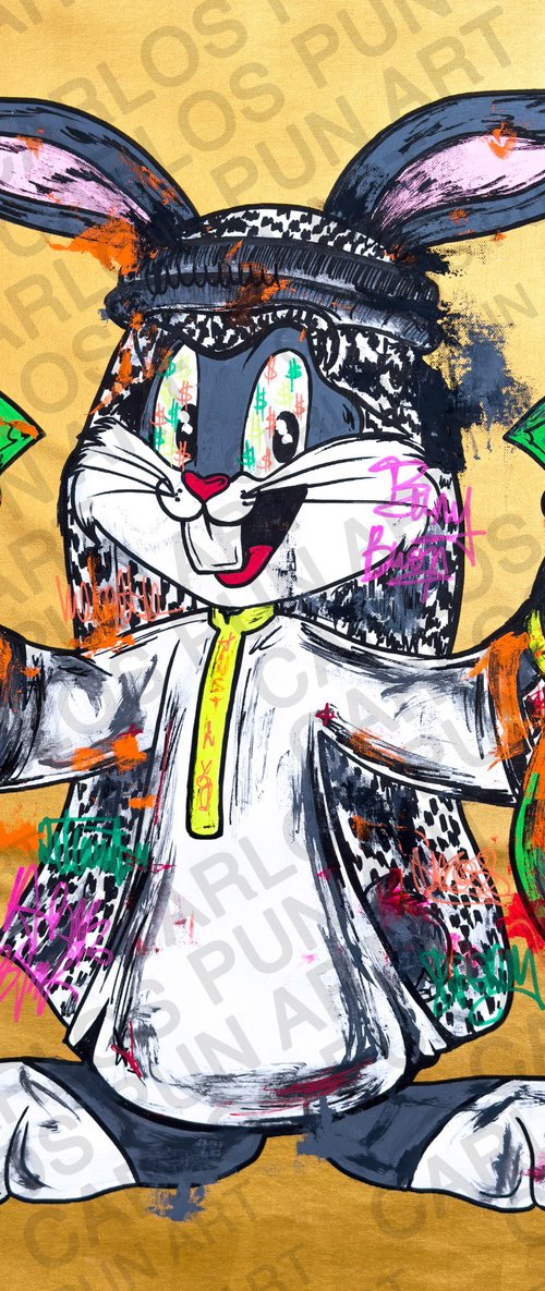 Arab Bugs Bunny money bags by Carlos Pun Art