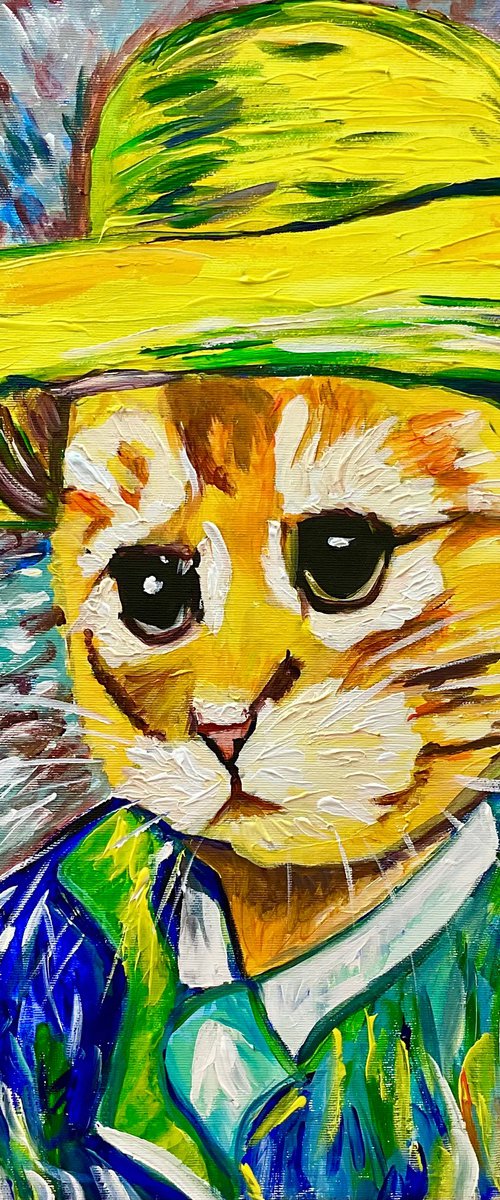 Pensive Cat Van Gogh by Olga Koval