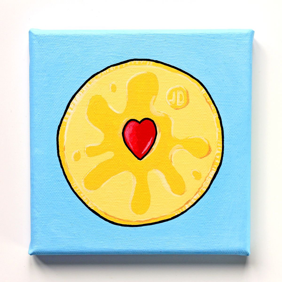 Jammy Dodger Biscuit Pop Art Painting on Miniature Canvas by Ian Viggars