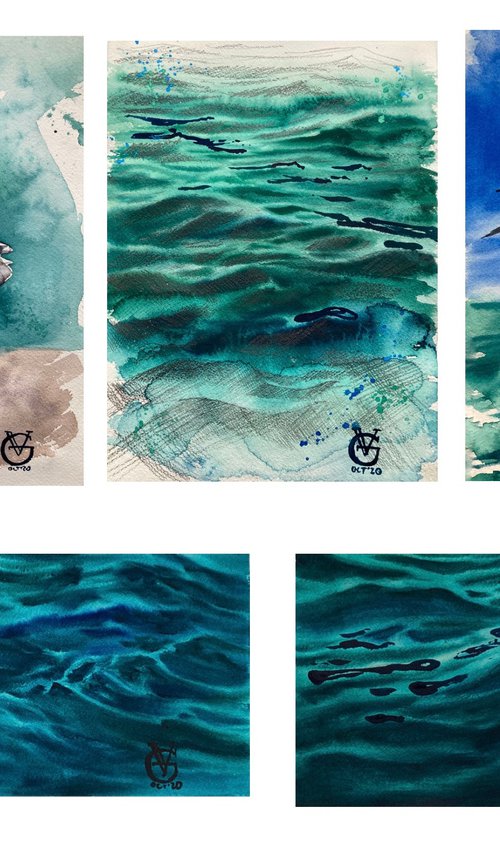 SEA STORIES - SET OF 5 PAINTINGS by Valeria Golovenkina