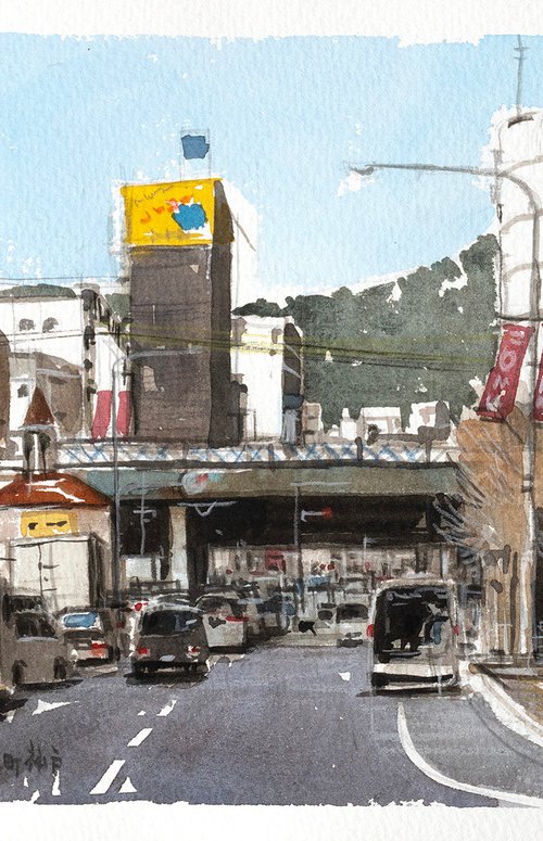 Motomachi Street Kobe - 30x20cm Sketch by Masato Watanabe
