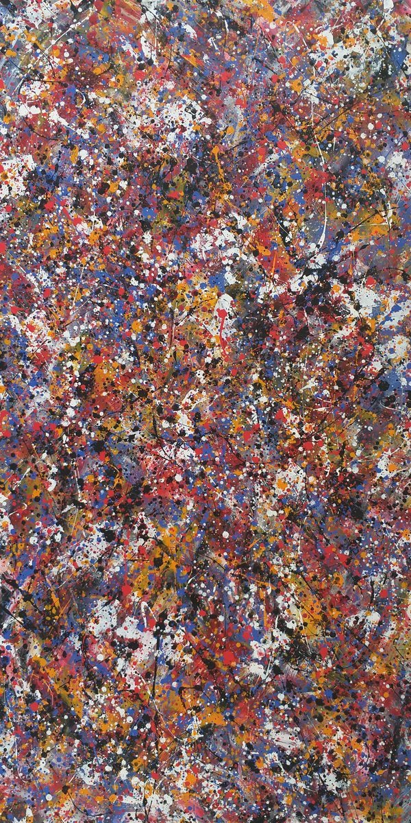 Abstract Acrylic Painting By Max Yaskin, 33 X 63", Acrylic Painting By M.y., Original Artwork