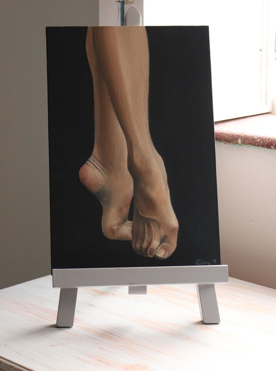 Demi-pointe, Ballet Feet, On Pointe Painting, Ballerina, Dance, Framed and Ready to Hang, Feet on Tip-Toes