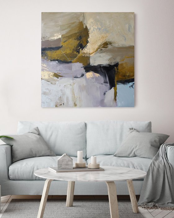 "Cape" Abstract licak beige brown art
