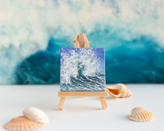 Miniature blue ocean waves