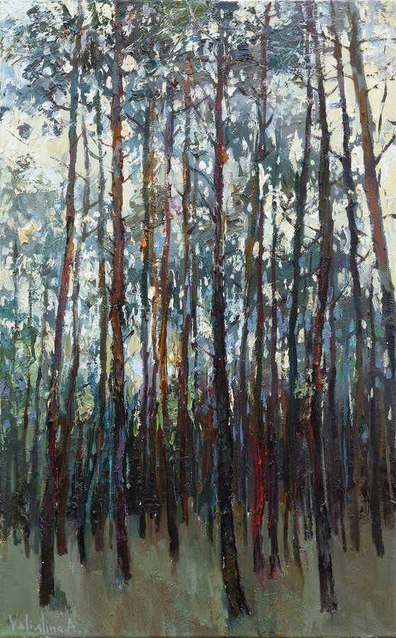 Pine forest - Original Landscape painting