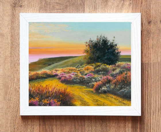 Country path with colorful flowers