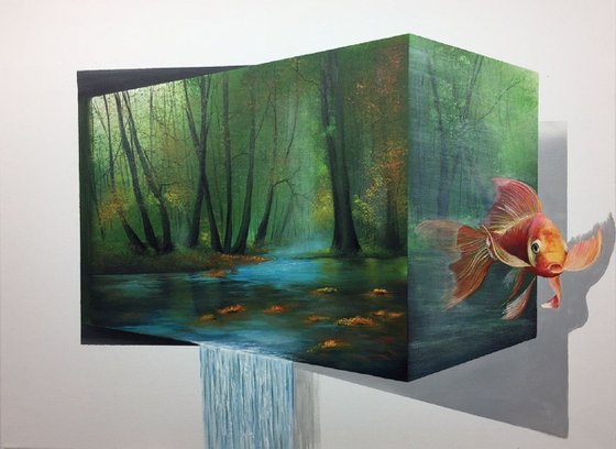 3D landscape,goldfish