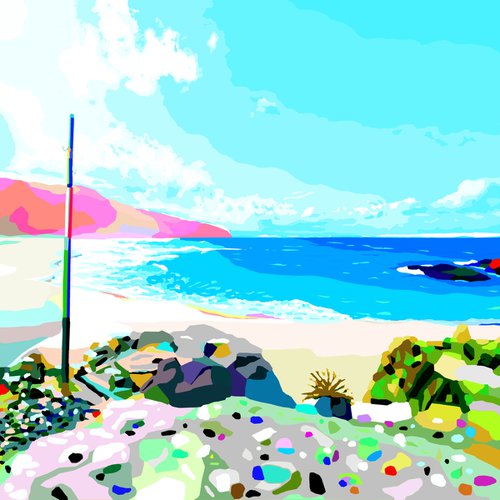 Doniños beach/ Playa de Doniños (pop art, seascape) by Alejos