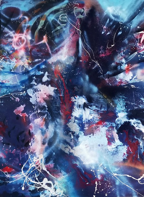 Gigantic xxl superbe colors abstraction fluid painting action art drippinig 450 cm ! by master Kloska by Kloska Ovidiu
