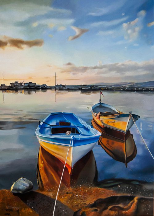 Landscape with boats by Valeri Tsvetkov
