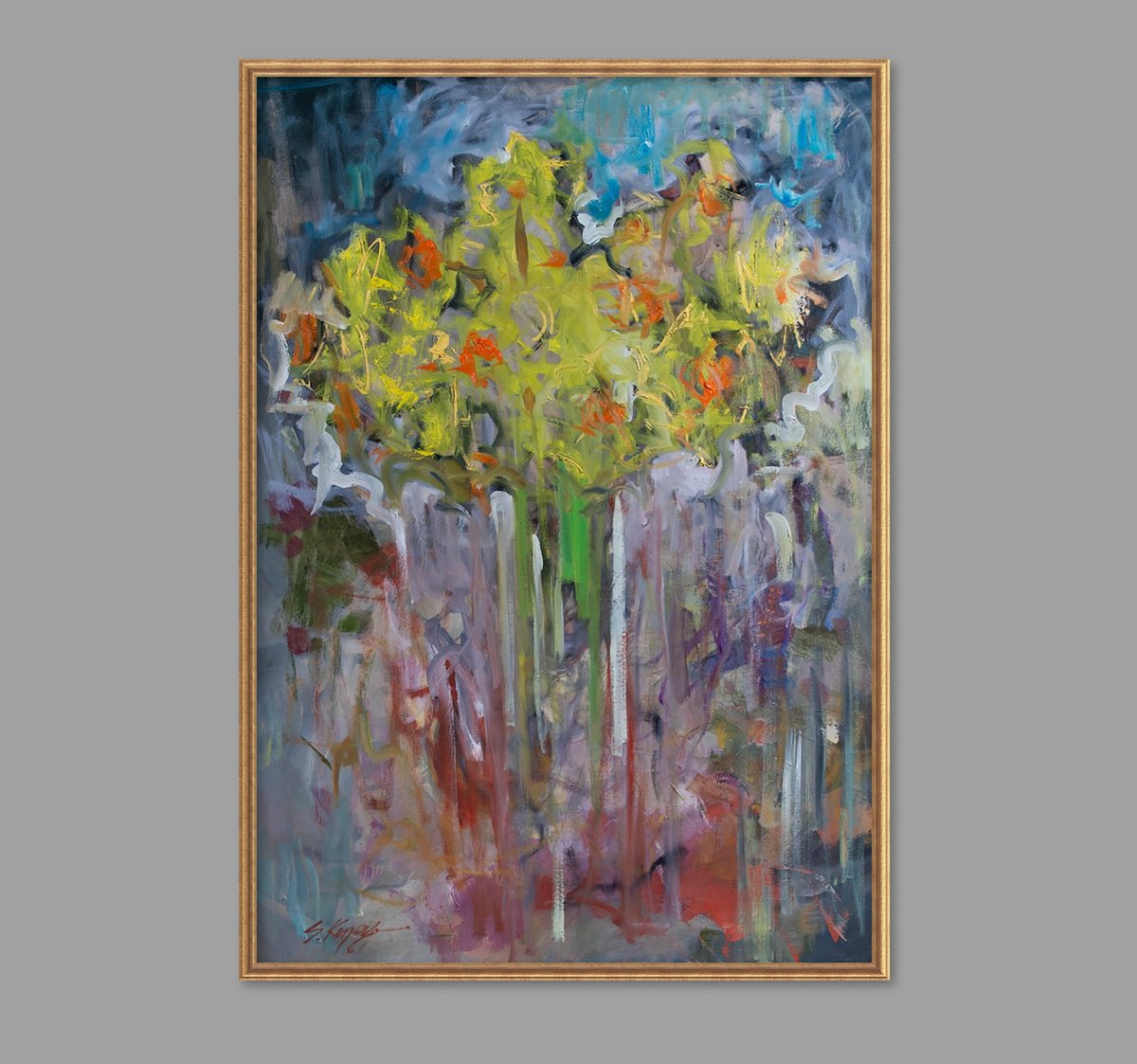 Impressionistic Botanical Oil Painting By Sergei Yatsenko, 36 X 50", Daffodils. Spring 2024., Original Artwork