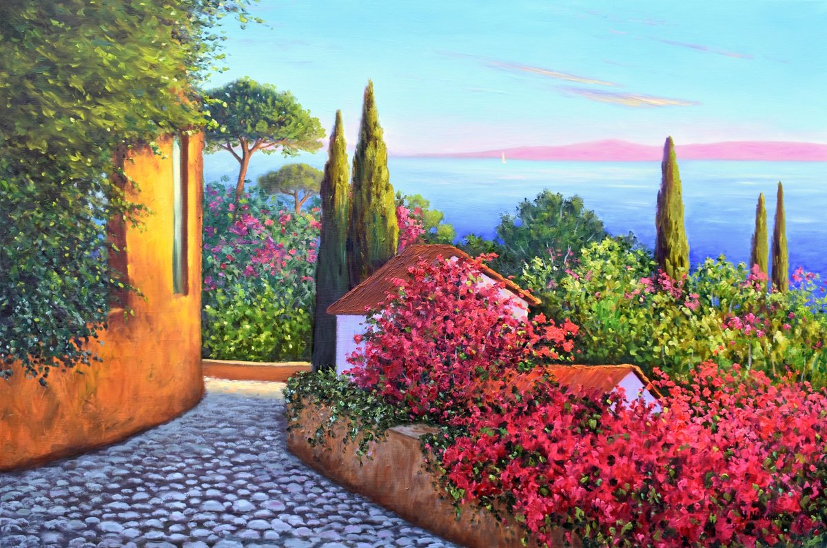 Mediterranean View By Yulia Nikonova, 36 X 24, Artwork For Sale On Artfinder