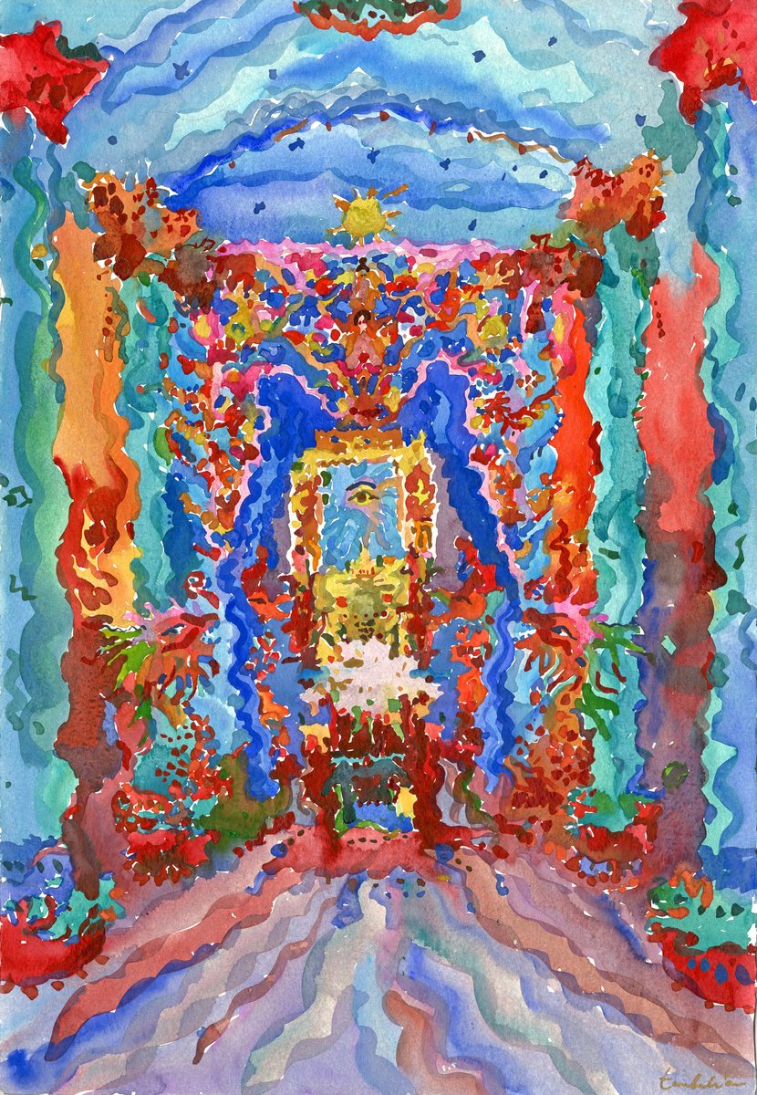 Impressionistic Cityscapes Watercolour By Tanbelia, 15 X 22", Saigon Cao Dai Temple, Original Artwork