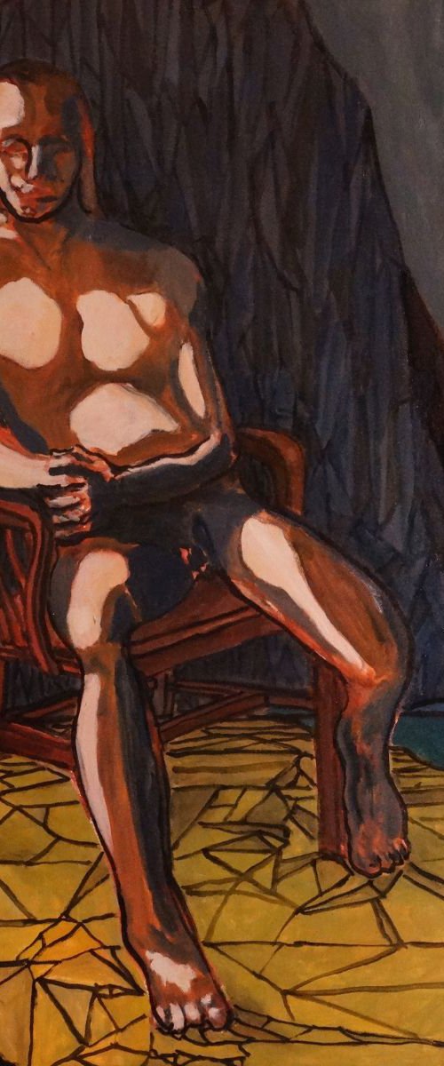 Nude Man Seated by Leon Sarantos