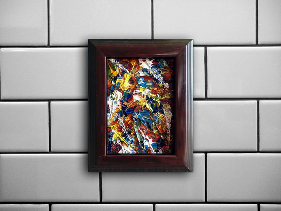 "Murder Palette" - Original PMS Micro Painting On Glass, Framed - 7.5 x 9.5 inches