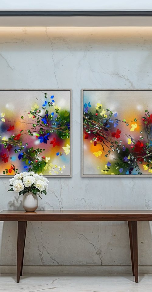 Between Light and Bloom - Diptych by Anastassia Skopp