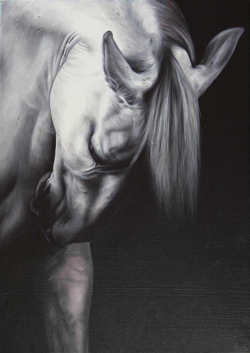 Photorealistic Animal Oil Painting By Marie Madej, 20 X 28", Meek, Original Artwork