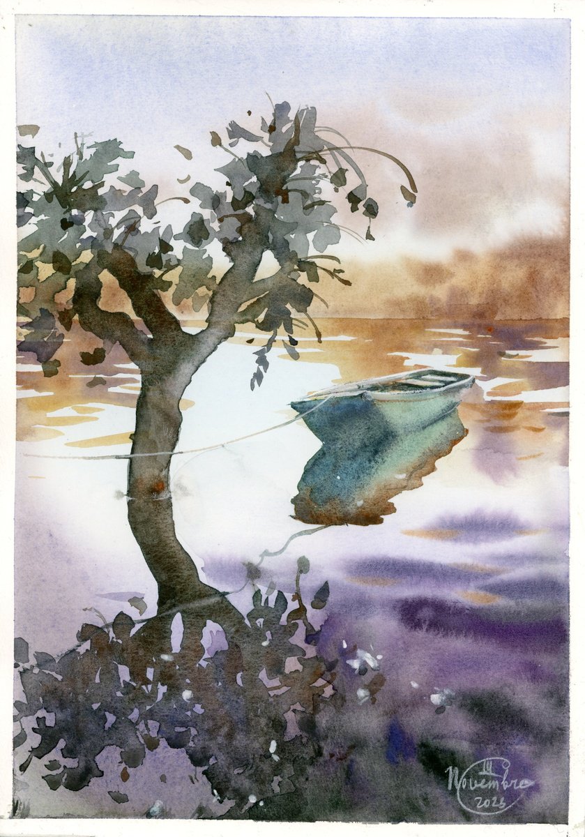 Impressionistic Drawing , Reflections On The River By Tatyana Tokareva, 8 X 12, Artwork For Sale On Artfinder