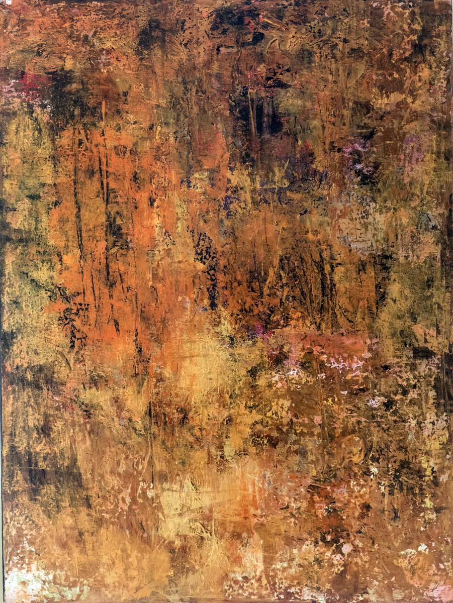 Impressionistic Landscape Acrylic Painting By Davina Nicholas, 36 X 48, Autumn Forest, Original Artwork