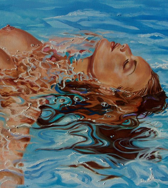 XL large " RELAX TIME " 100 x 70 cm SWIMMING POOL original painting  GIFT MODERN URBAN ART OFFICE ART DECOR HOME DECOR GIFT IDEA