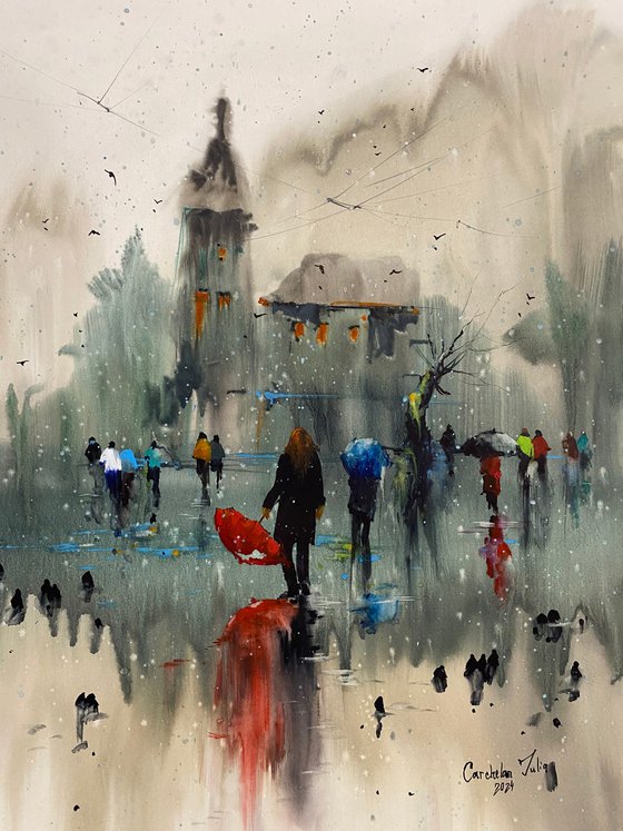 Watercolor “Spring shower”, perfect gift