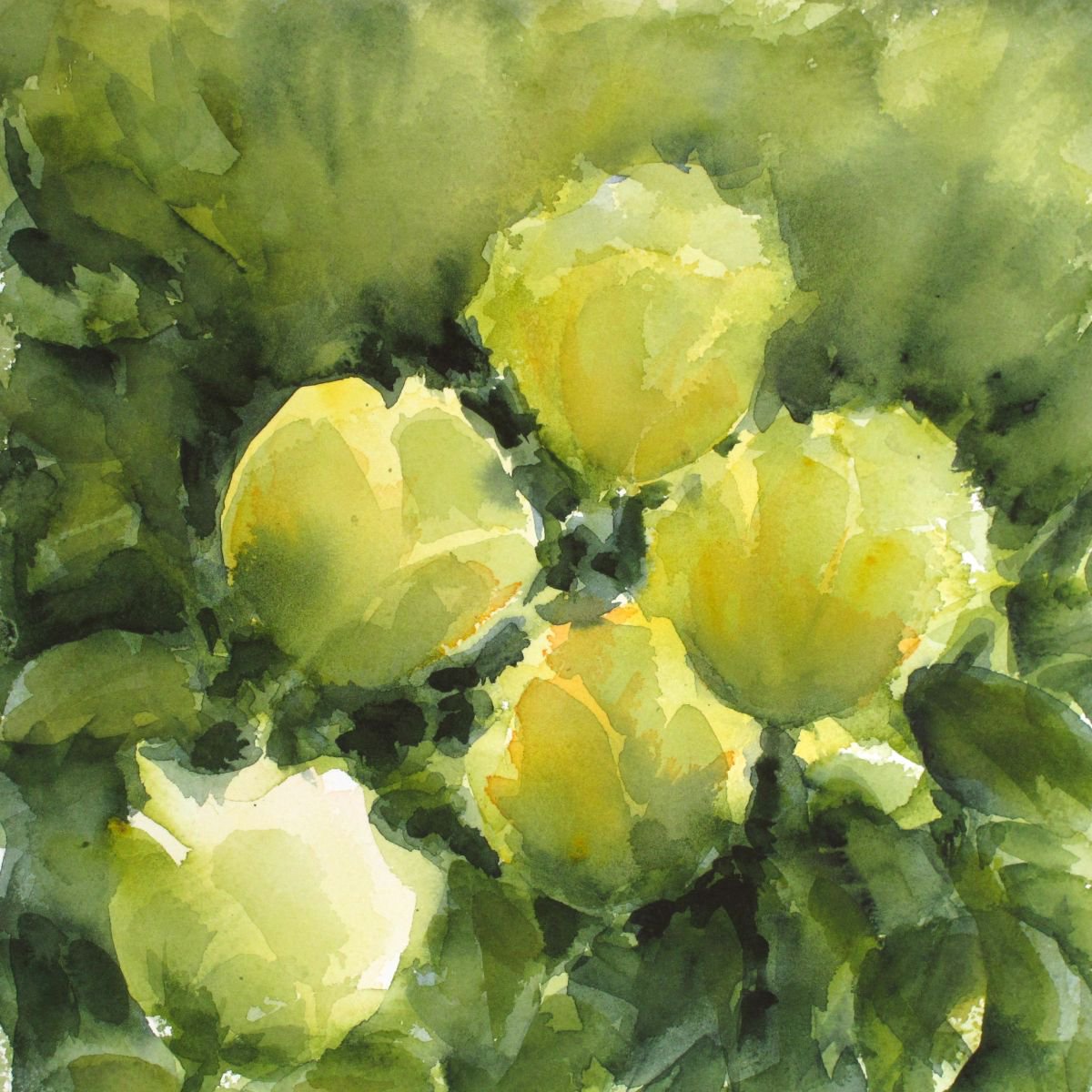 Green gold flowers by Fabienne Monestier Artfinder