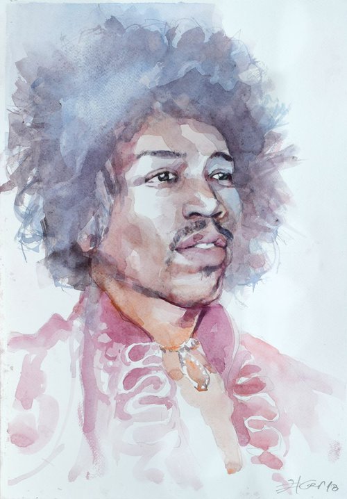 James Marshall "Jimi" Hendrix II by Goran Žigolić Watercolors