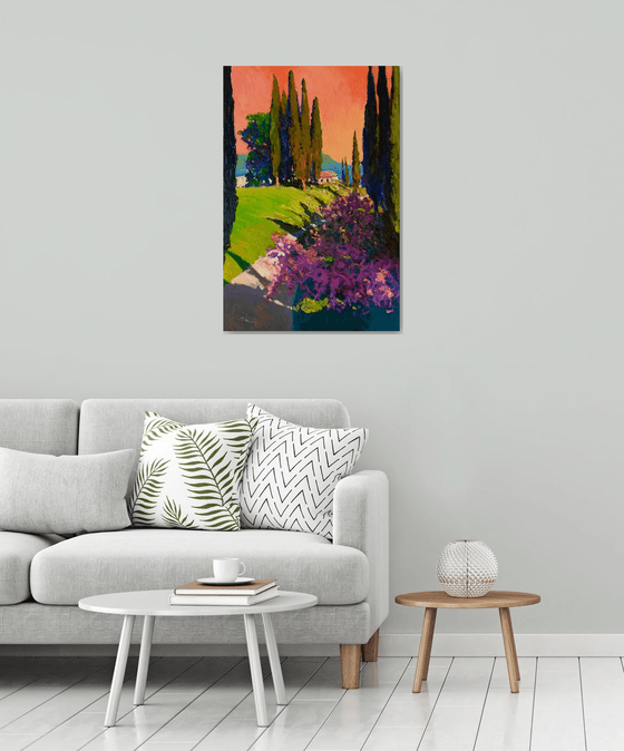 Cypresses. Evening