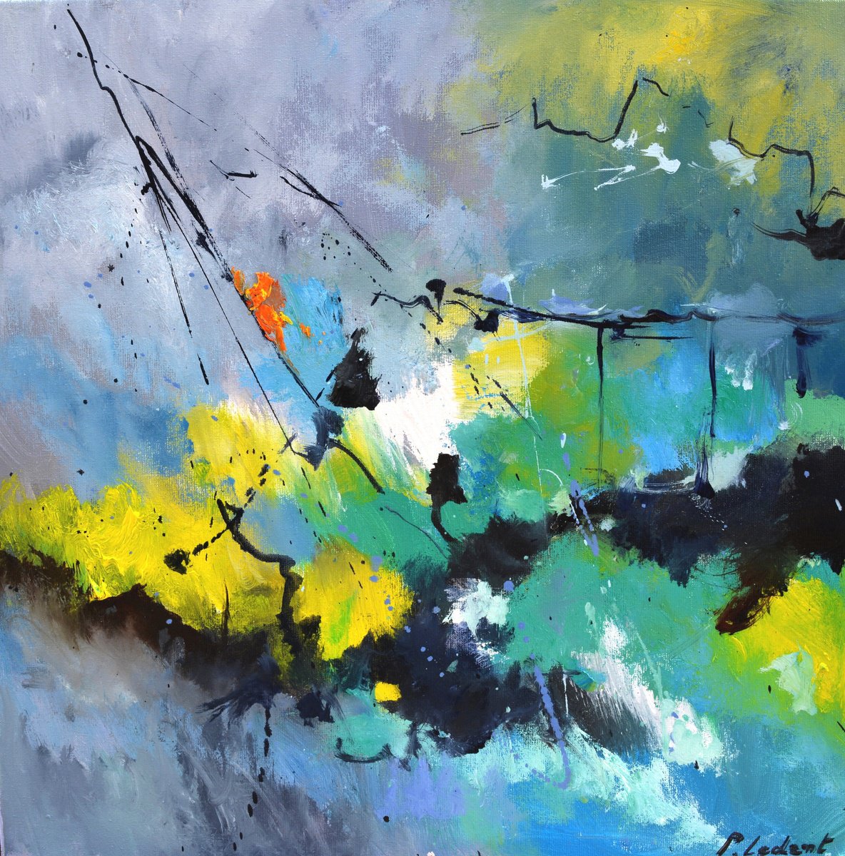 Abstract Oil Painting By Pol Henry Ledent, 16 X 16", Natural Bridge, Original Artwork