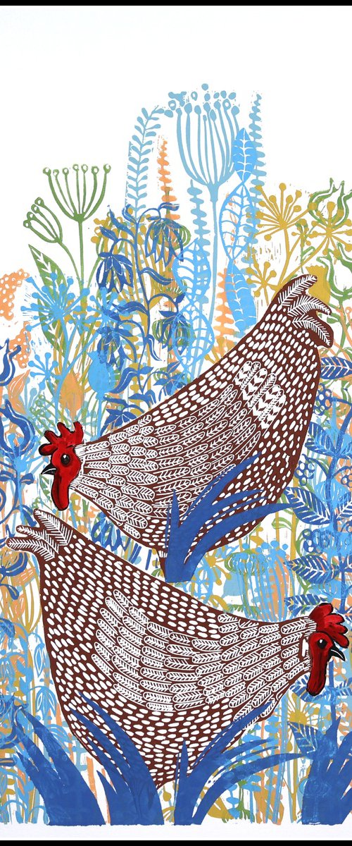 Blue Grass Hens by Mariann Johansen-Ellis