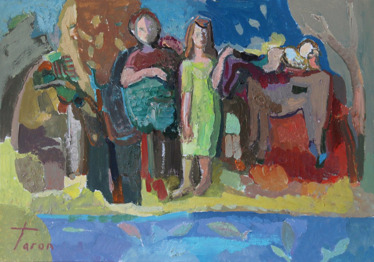 Abstract Oil Painting By Taron Khachatryan, 12 X 8", Fisherman