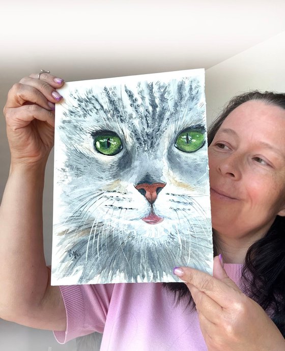 Being Extra Cute. Original Cat painting