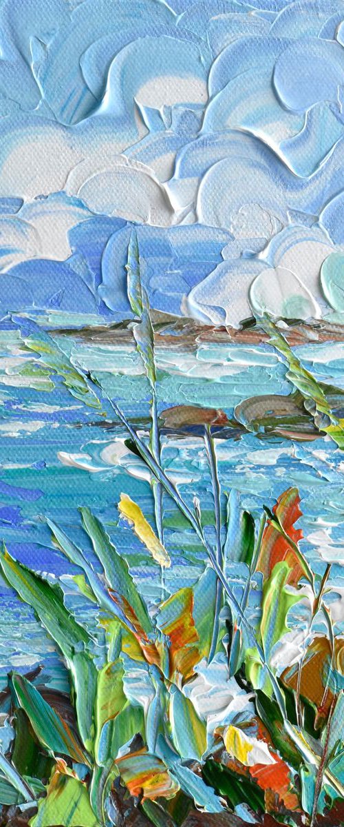 Laguna Beach 10"x10" - Impasto acrylic painting created with palette knife by Olga Tkachyk