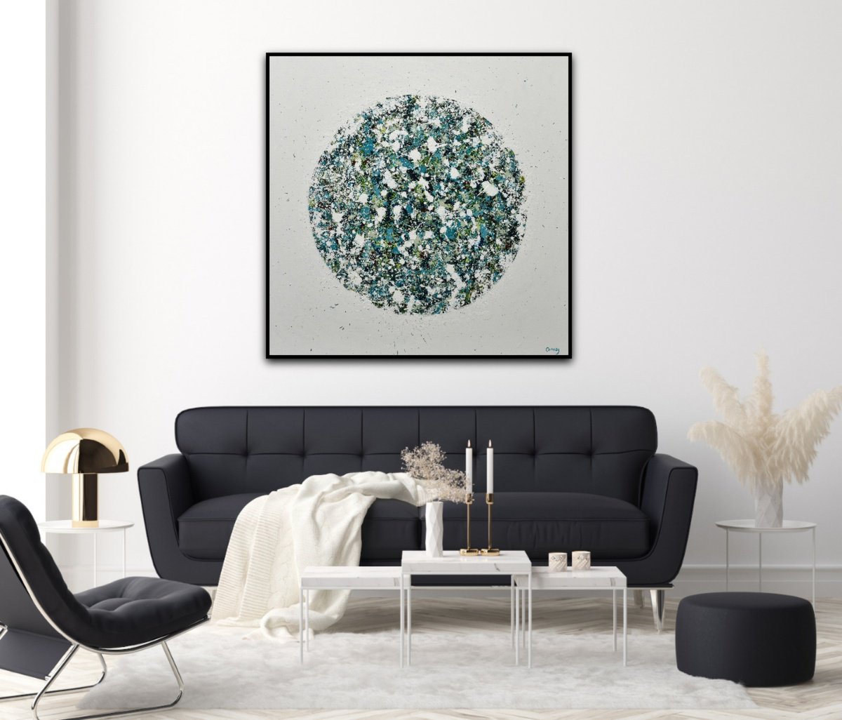 Emerald Burst - Abstract circle painting by Carney