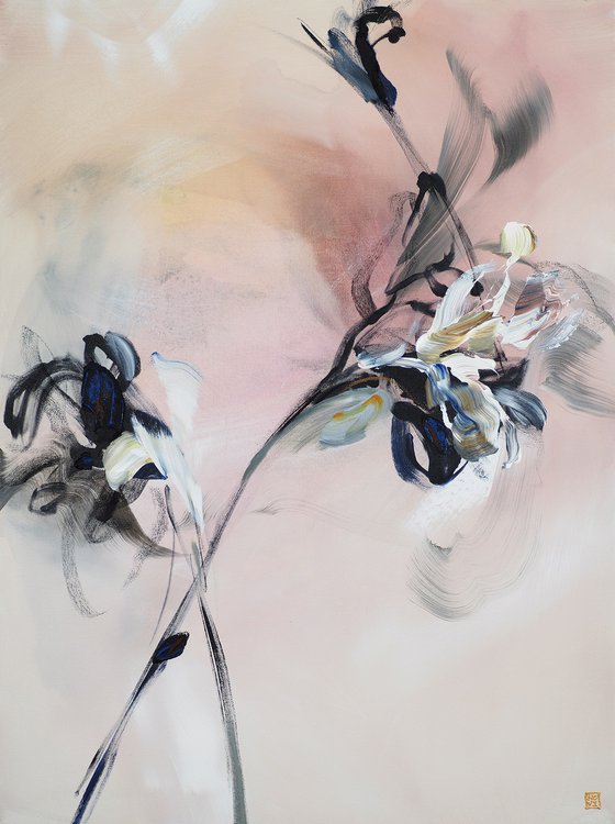 Blush, Ink and Ivory Triptych